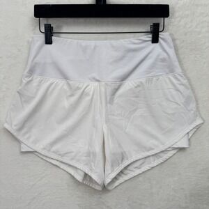 Fila Running Shorts Womens Medium White Double Layer Zipper Athletic Sport